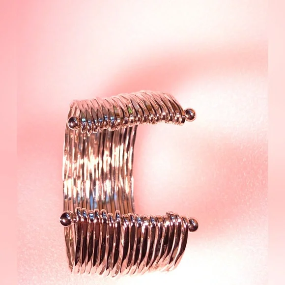 Silver Tone Stacking Look Cuff Bracelet - Picture 7 of 9